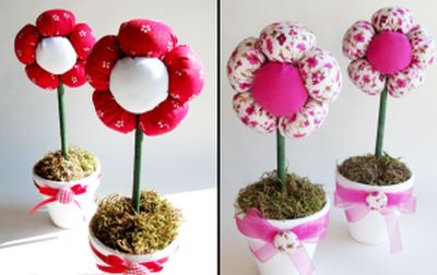 Este vaso com flores de tecido para dia das mães é um lindo objeto de decoração e deixa qualquer ambiente muito mais interessante (Foto: Divulgação)