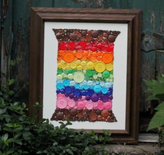Quadro Feito de Botões Passo a Passo Aparador Redondo Amarelo ~ Quadro Feito de Botões Passo a Passo