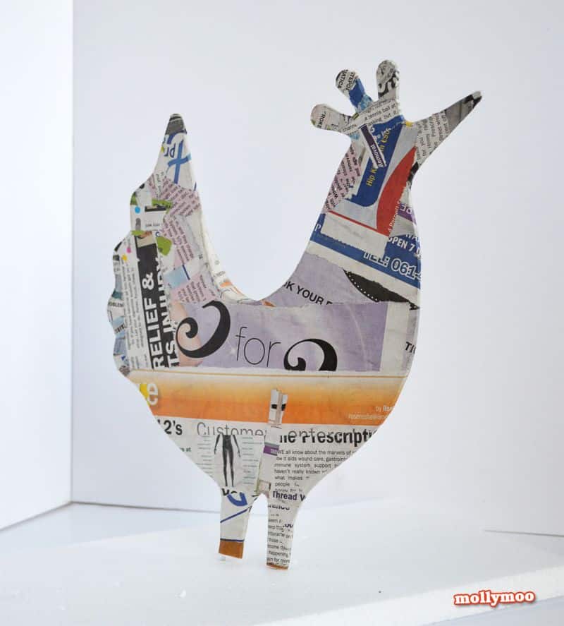 Galinha de Papel Machê Passo a Passo (Foto: mollymoocrafts.com)