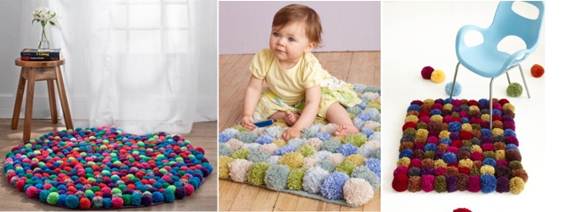 Dicas de Tapete com Pompons Dicas de Tapete com Pompons