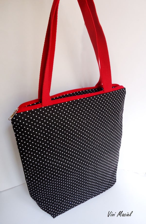 bolsa com tecido poá bolsa com tecido poá