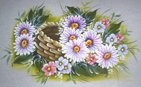 pintura em tecido cesta pintura em tecido cesta