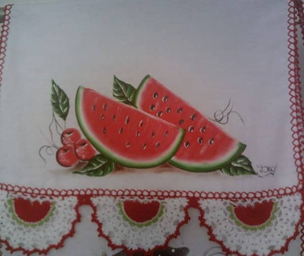 pano de prato pintado com melancia pano de prato pintado com melancia