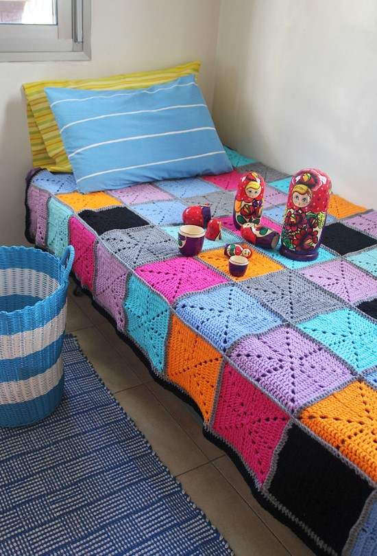colcha de crochê