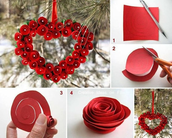 coração de flores de papel coração de flores de papel