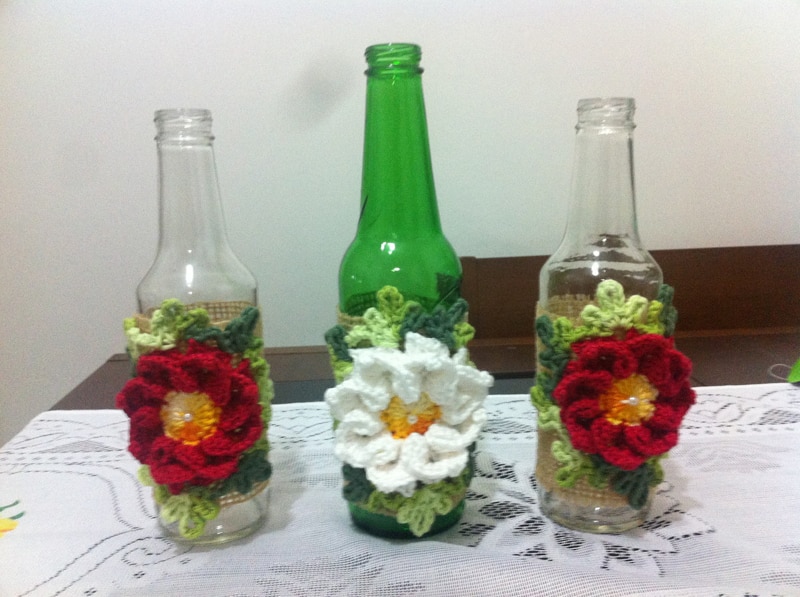 garrafa decorada com flor garrafa decorada com flor