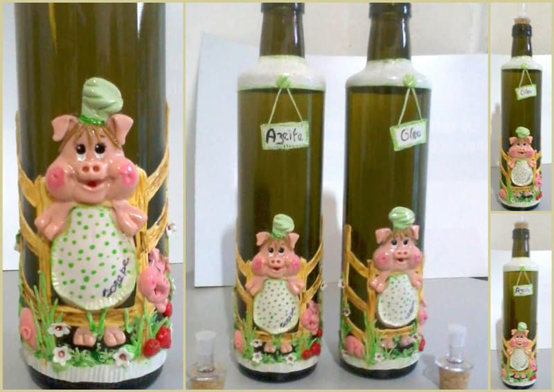 garrafa decorada porco garrafa decorada porco