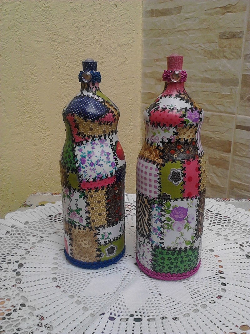 garrafa com retalhos garrafa com retalhos