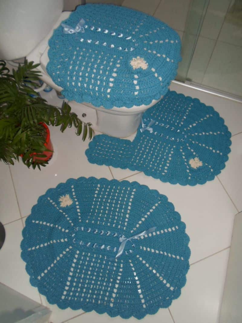 jogo de banheiro de croche azul jogo de banheiro de croche azul