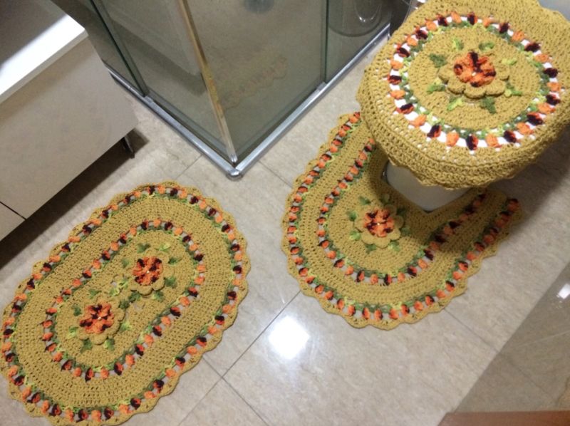 jogo de banheiro de croche amarelo jogo de banheiro de croche amarelo