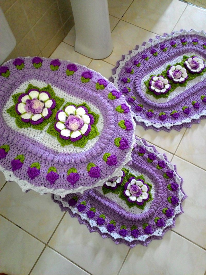 jogo de banheiro de croche lilas jogo de banheiro de croche lilas
