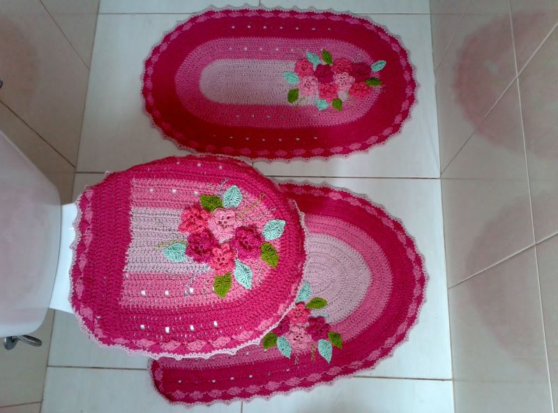 jogo de banheiro de croche com flores jogo de banheiro de croche com flores