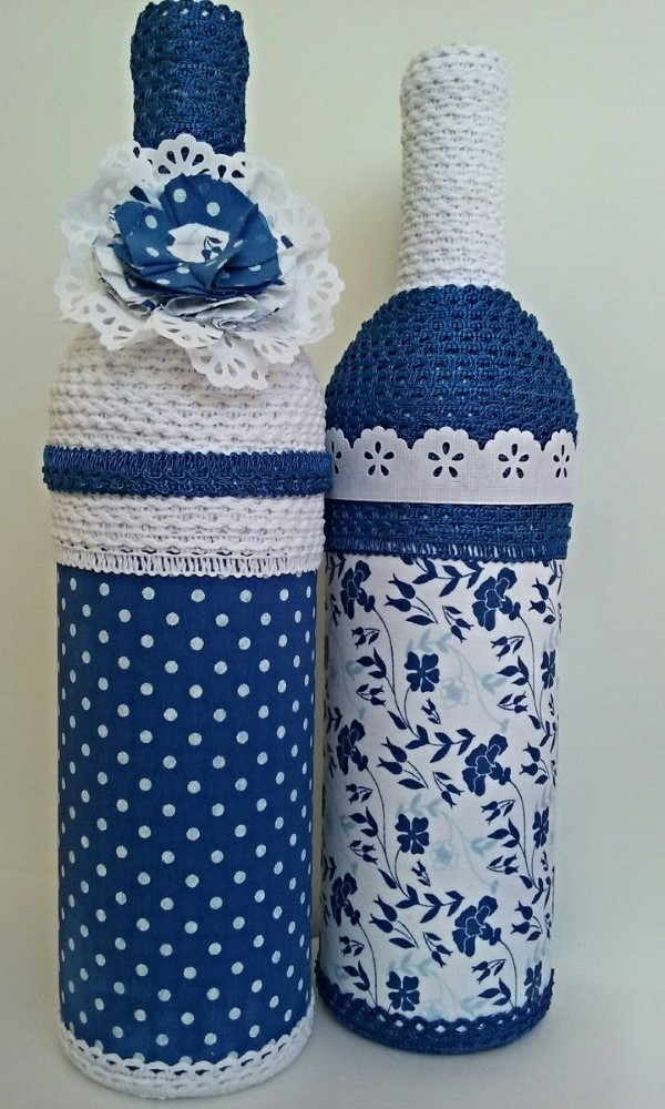garrafa decorada com tecido