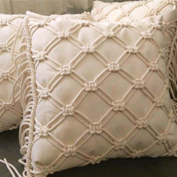 capa de almofada de macrame