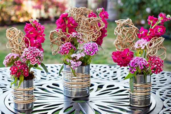 Arranjo flor diy chá casa nova