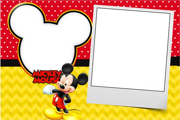 Convite Mickey moldura para foto
