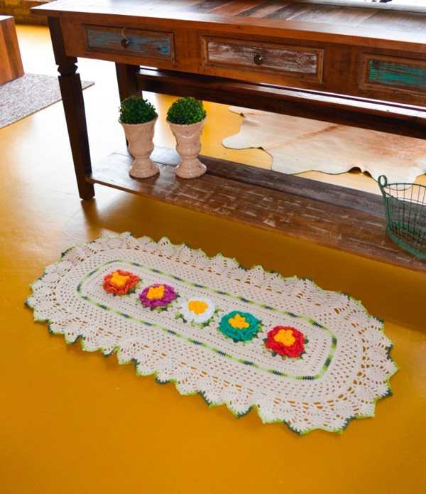 flor de tapete de croche