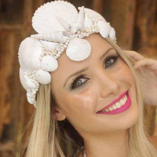 Tiara sereia conchas e glitter