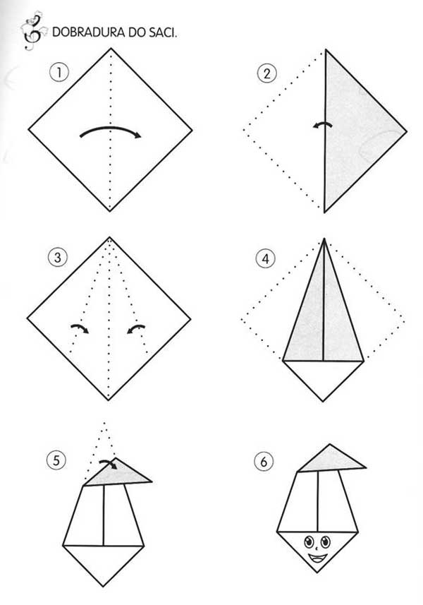 Dobraduras de papel saci Dobradura saci