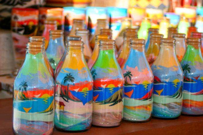 artesanato com areia colorida