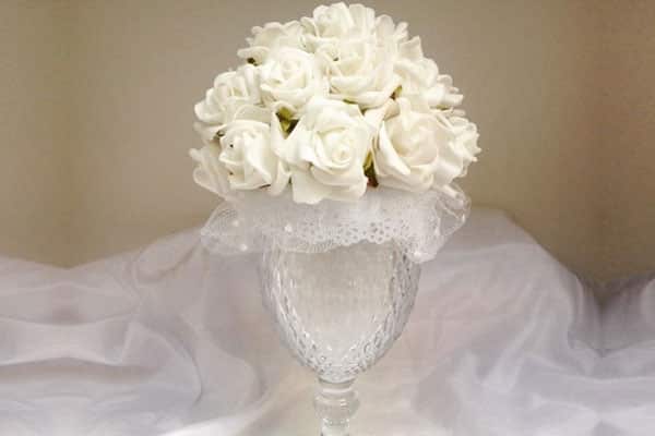 Centro mesa casamento flor EVA na taça