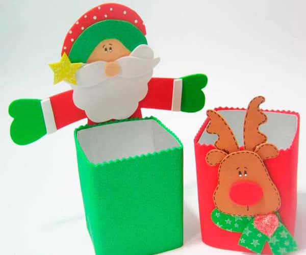 Lembrancinhas de natal em eva caixa leite
