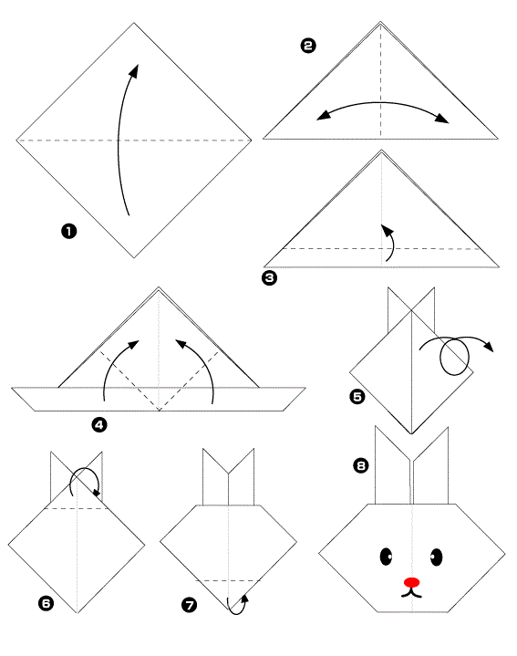 Dobraduras de papel coelho simples Coelho de papel