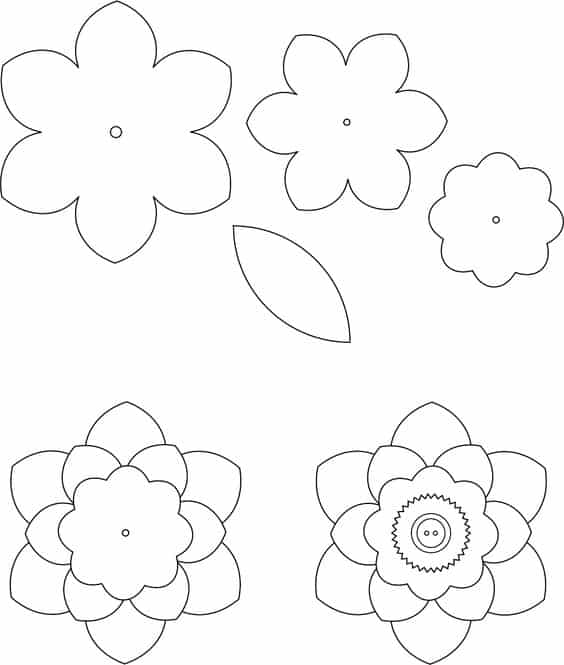 moldes de flores em feltro