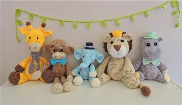 animais da floresta de amigurumi