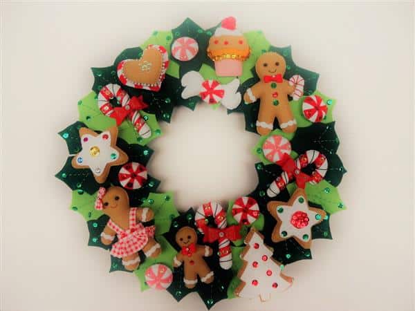 molde de guirlanda de Natal em feltro