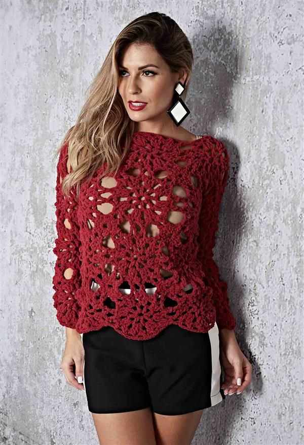 blusa de crochê lindissima