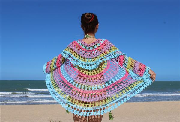 saída de praia de crochê redonda