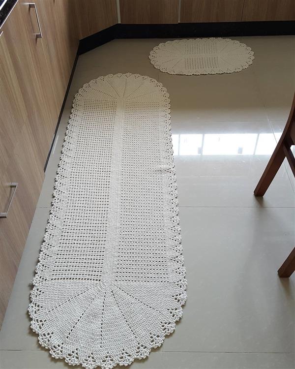 jogo de tapete de croche barbante