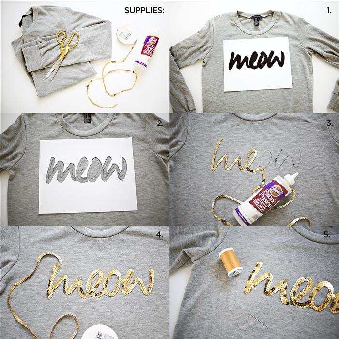 como customizar camisetas com criatividade e fita de paete
