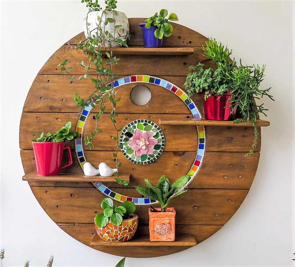 suporte planta madeira
