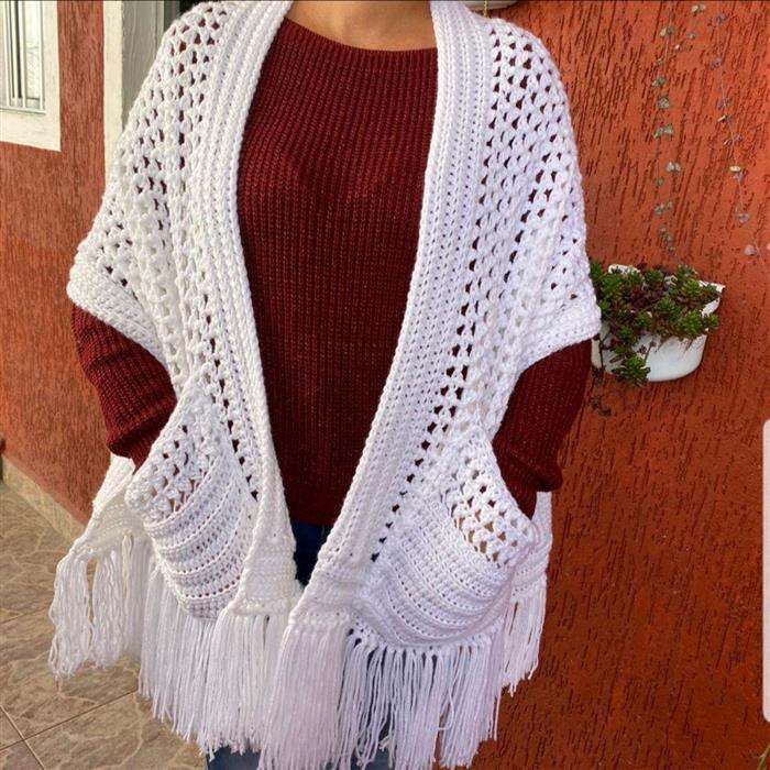 cachecol croche branco