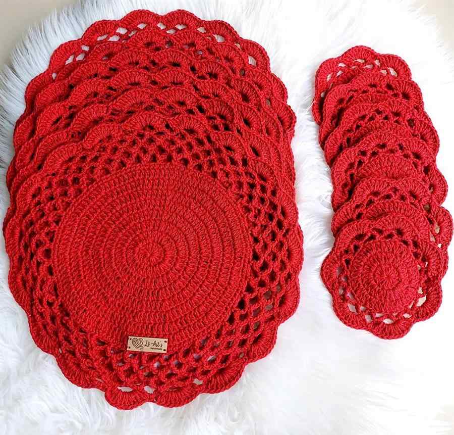 jogo vermelho para mesa de jantar