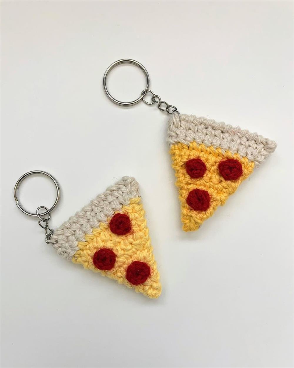 mini fatia de pizza de croche