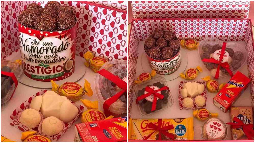 caixa só com doces e biscoitos