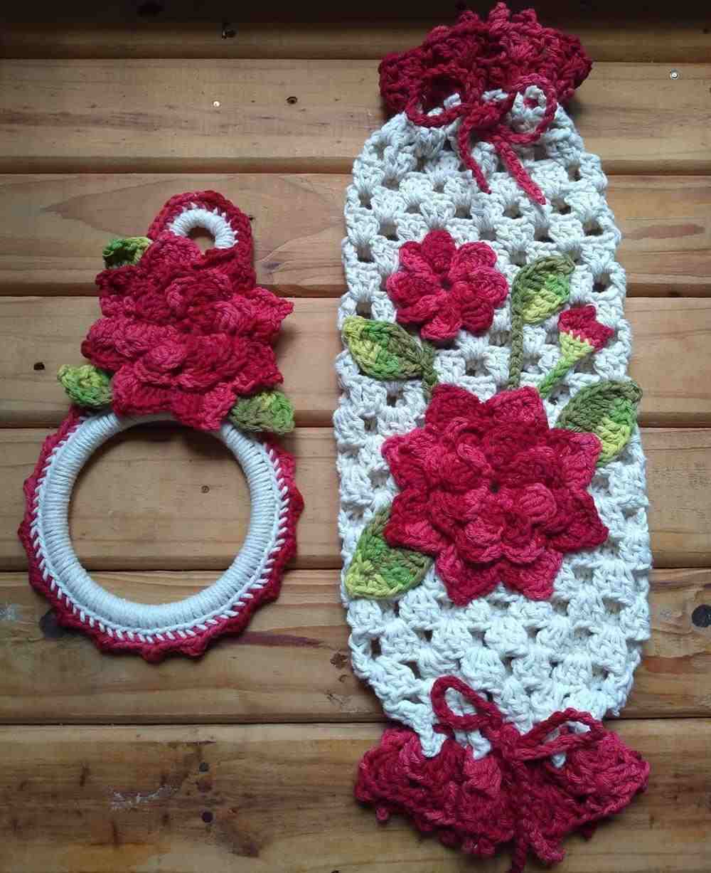 kit de barbante com flores vermelhas