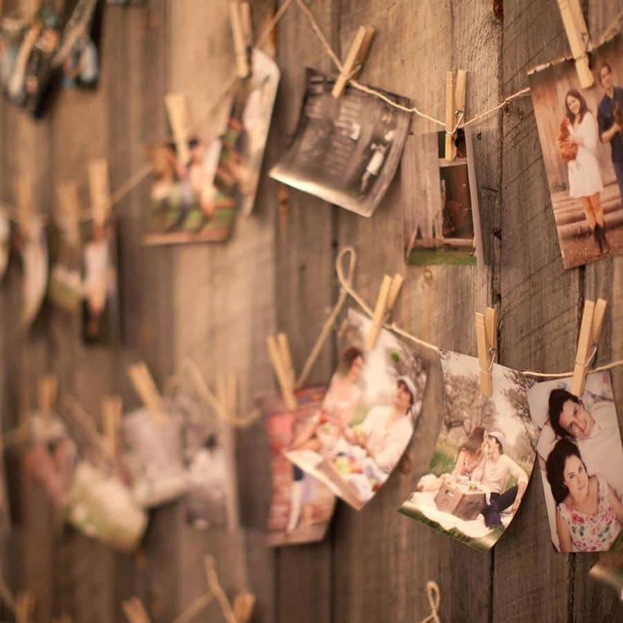 varal de fotos com barbante