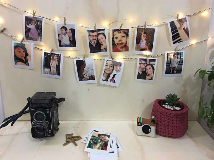 varal de fotos na sala