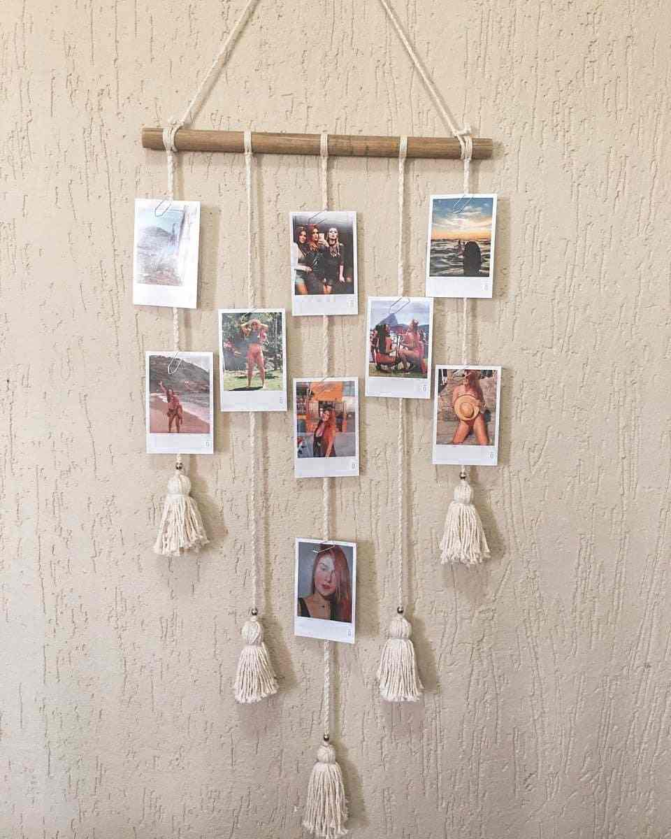 varal com fotos da familia