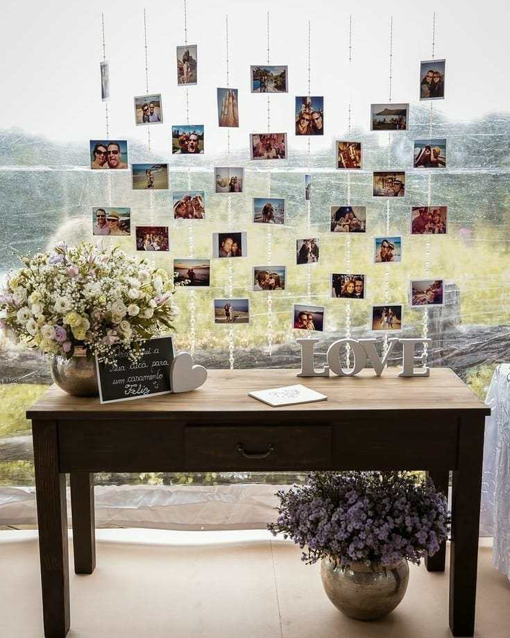 painel de fotos com corrente