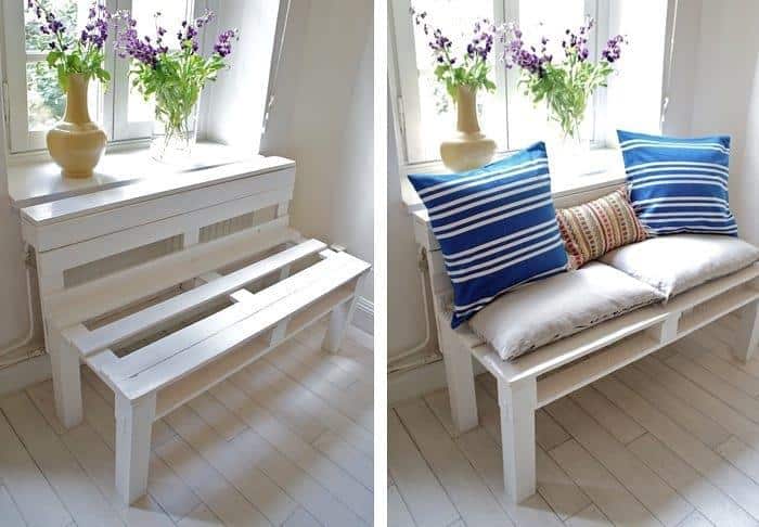 banco de pallet branco