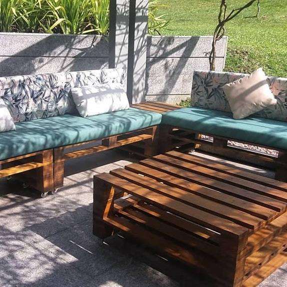 banco de pallet jardim