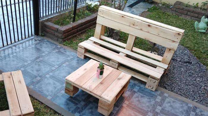 banco de pallet para jardins
