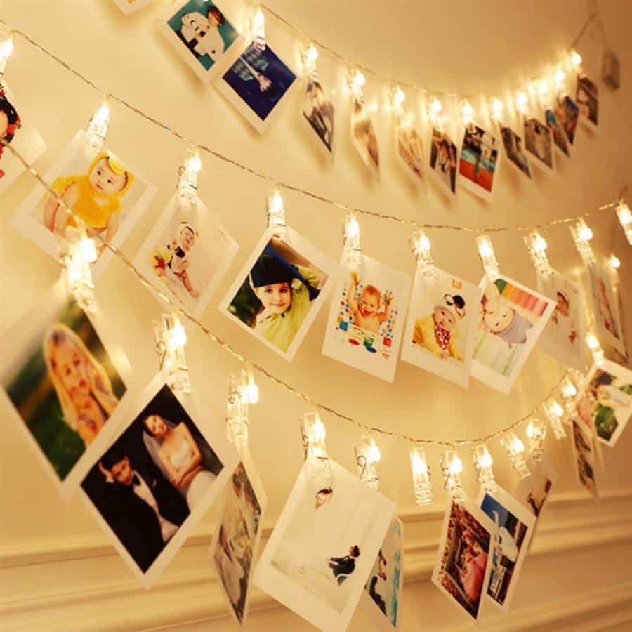 decoração da parede com fotografias
