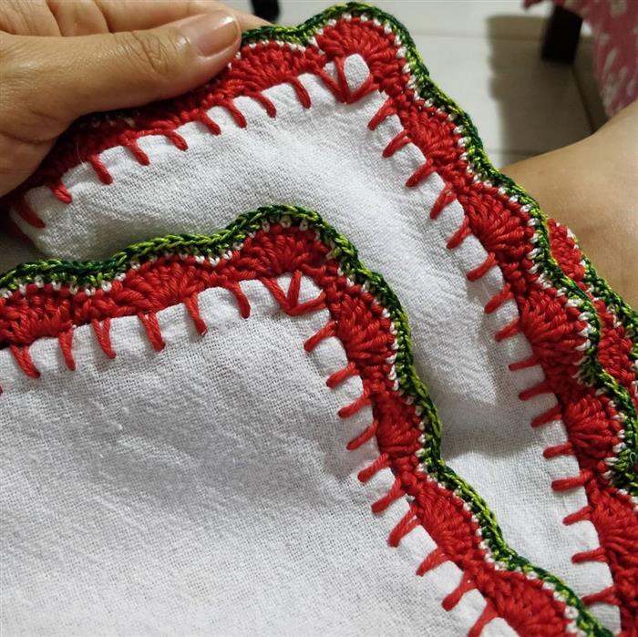 amostras de bicos de croche com canto