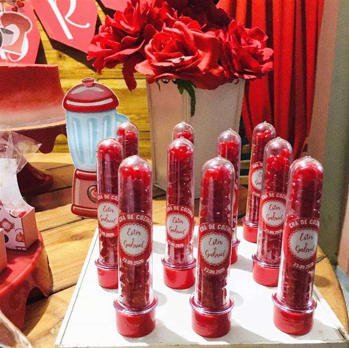 kit chá de panela vermelho e branco
